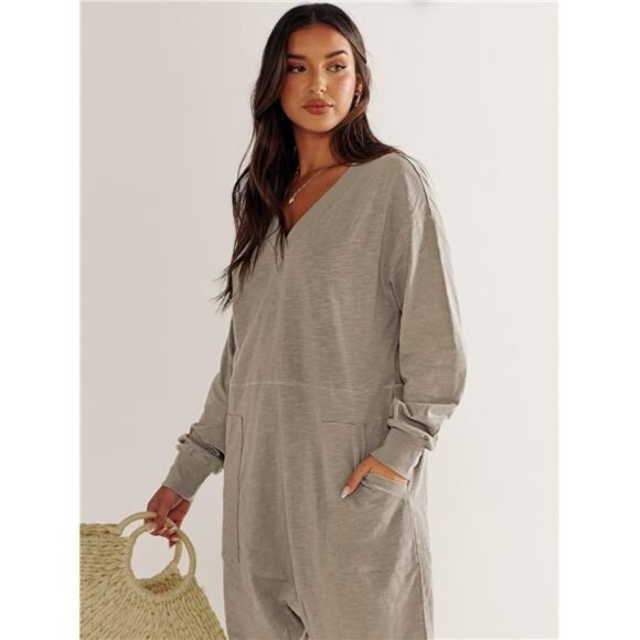 Women's  Fall Jumpsuit – Long Sleeve Casual Loose Fit Romper - Picture 6 of 7